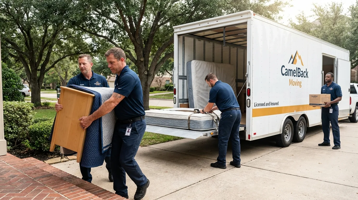 Crew loading residential truck for cross-state move from Concord, VA
