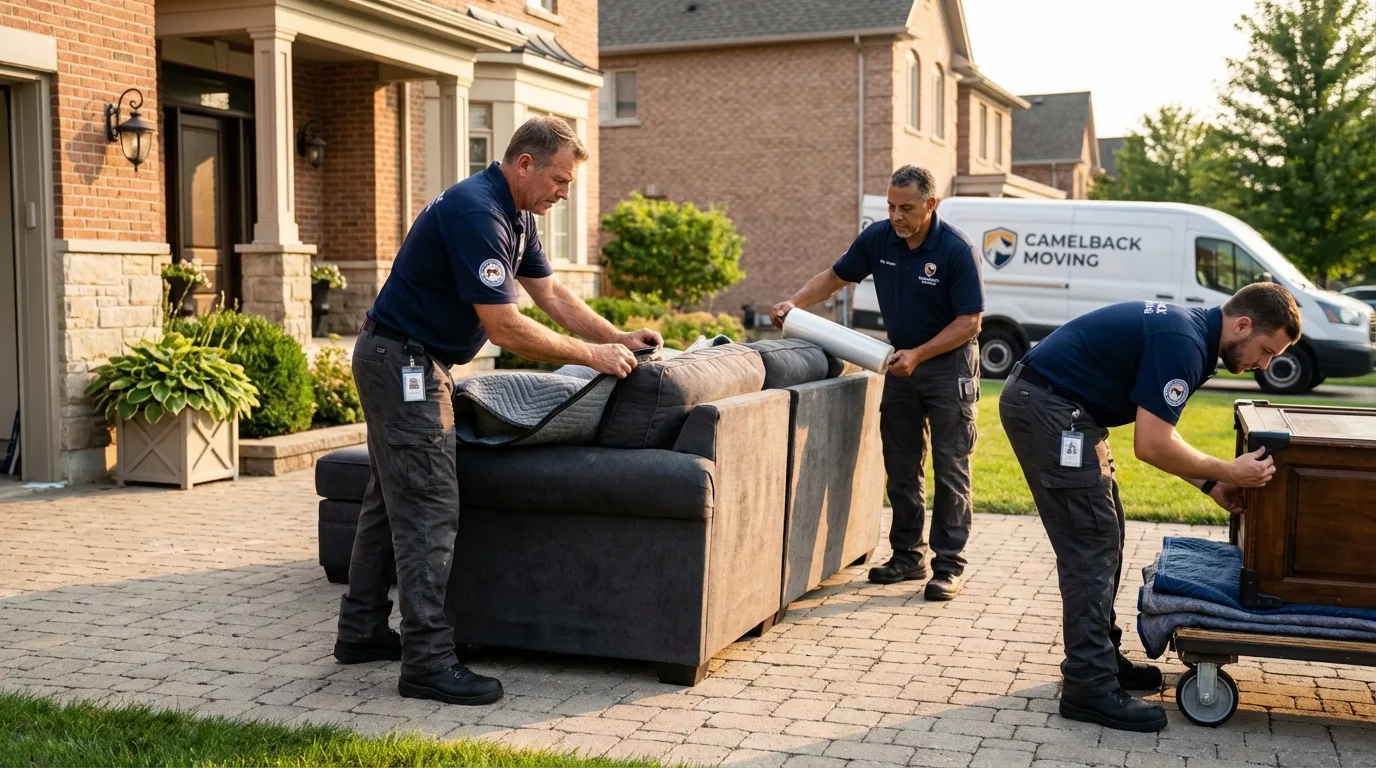 Large estate moving crew wrapping furniture in Concord, VA