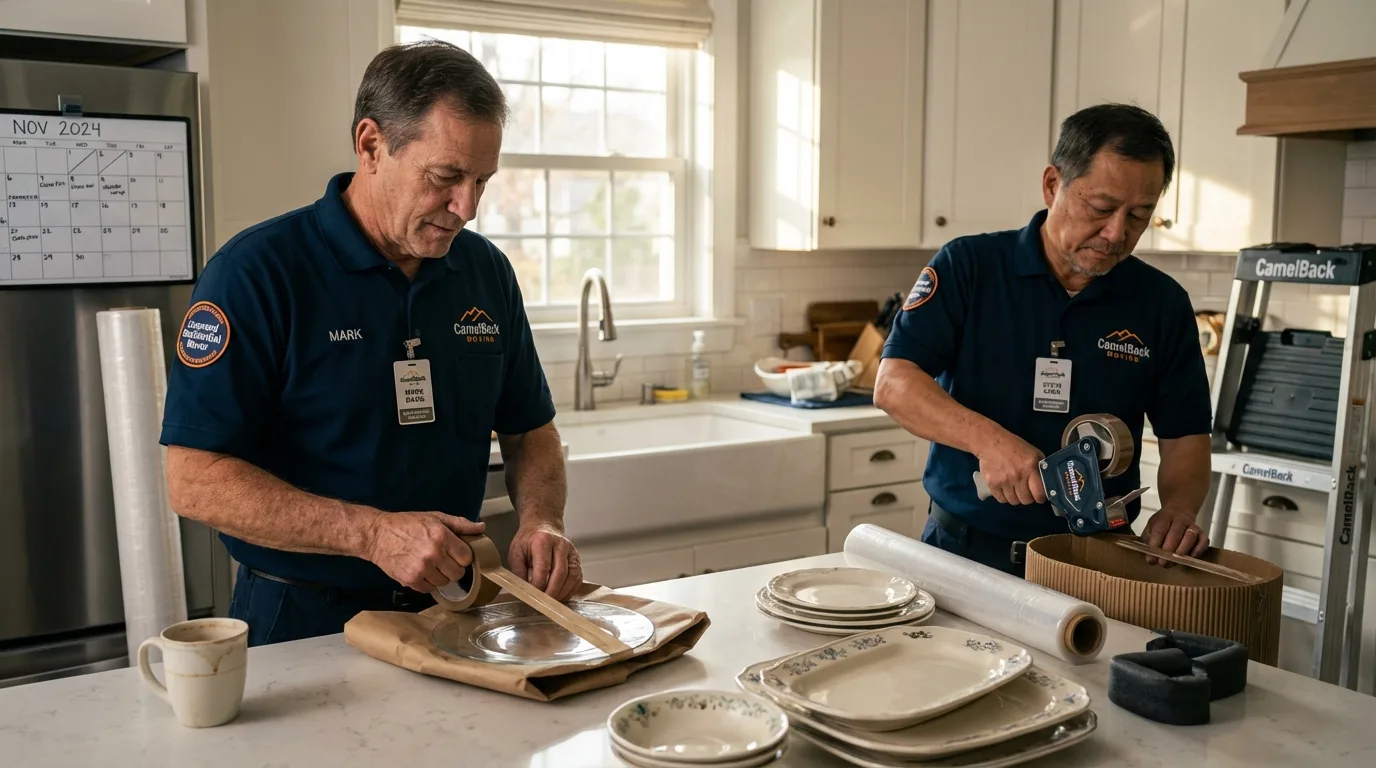 Professional crew packing kitchen dishware in Concord, VA
